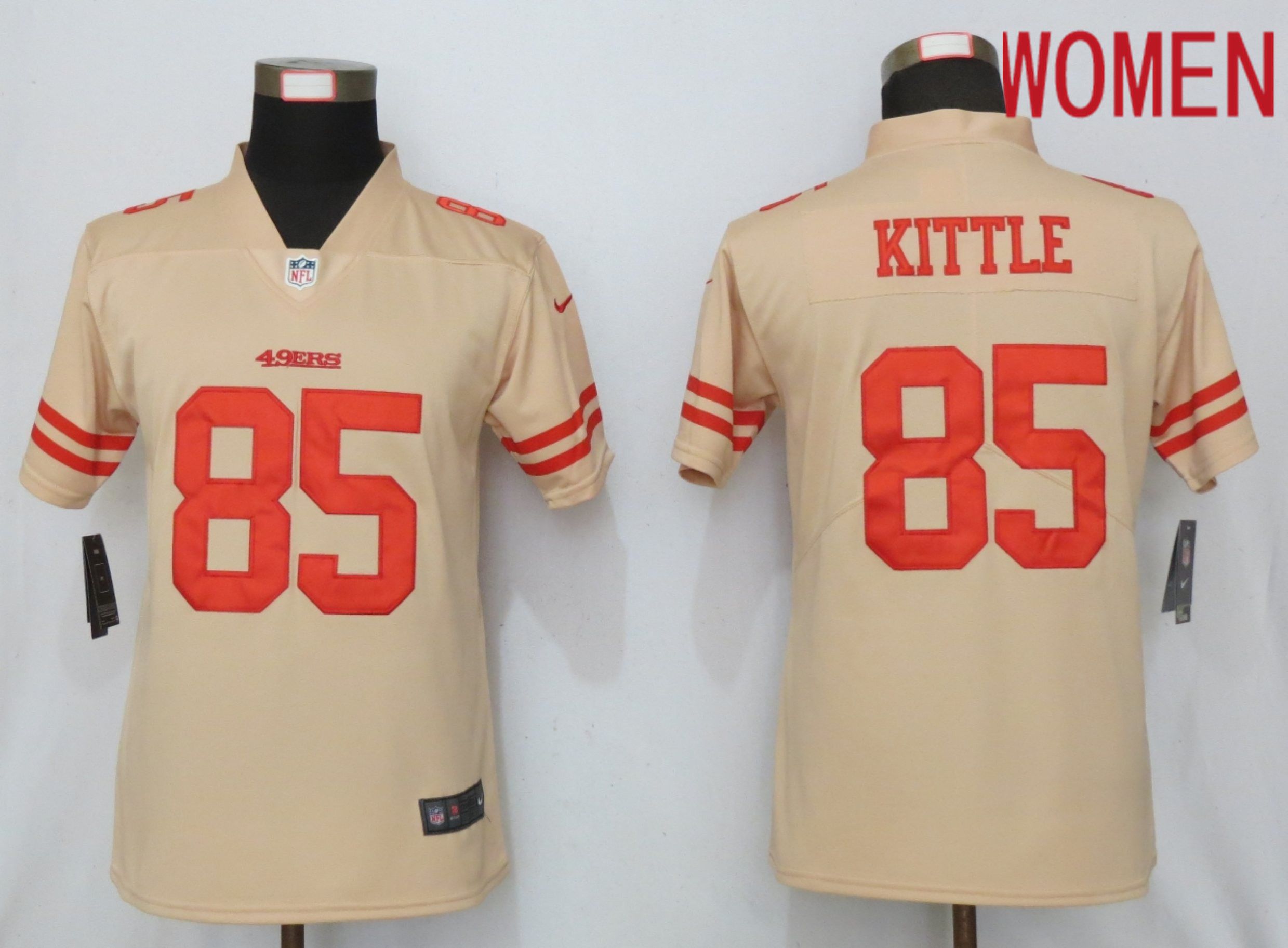 Women San Francisco 49ers #85 Kittle 2019 Vapor Untouchable Nike Gold Inverted Elite Playe NFL Jerseys